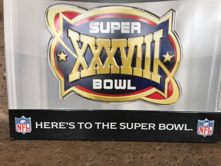 Vintage 2003 Coors Light Official Beer Sponsor NFL Football Super Bowl XXXVIII Here's To The Super Bowl Official Bar Metal Litho Advertising Sign 2'7' X 2'7' [Photo 5]