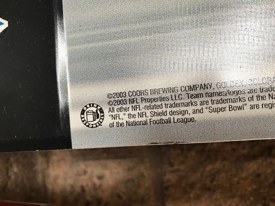 Vintage 2003 Coors Light Official Beer Sponsor NFL Football Super Bowl XXXVIII Here's To The Super Bowl Official Bar Metal Litho Advertising Sign 2'7' X 2'7' [Photo 7]