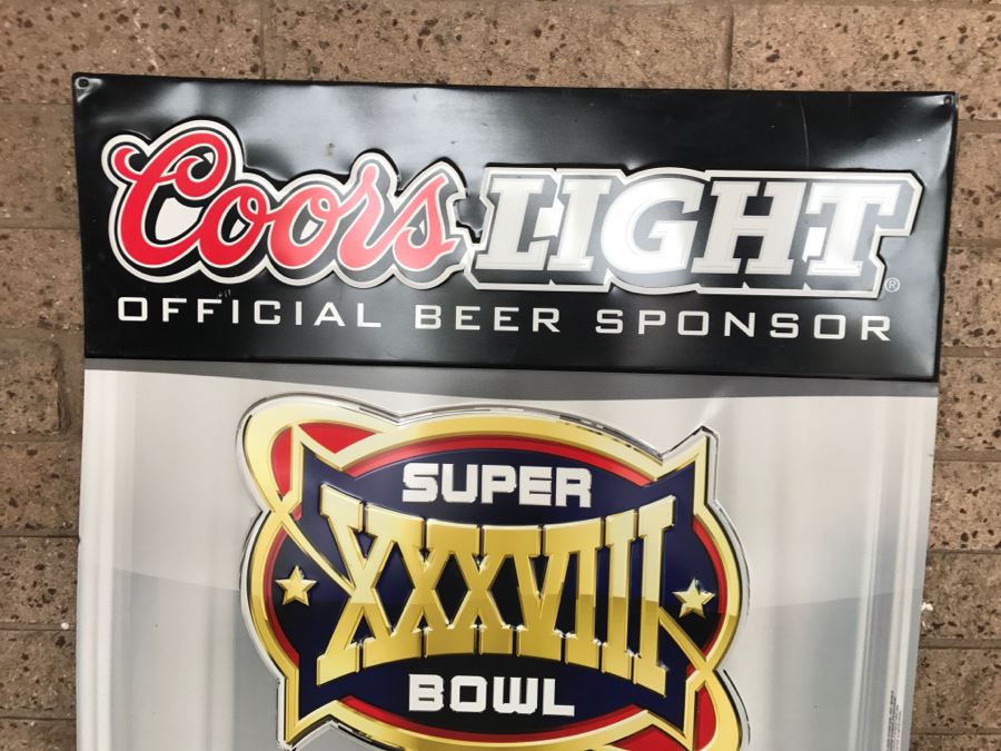 Vintage 2003 Coors Light Official Beer Sponsor NFL Football Super Bowl XXXVIII Here's To The Super Bowl Official Bar Metal Litho Advertising Sign 2'7' X 2'7' [Photo 3]