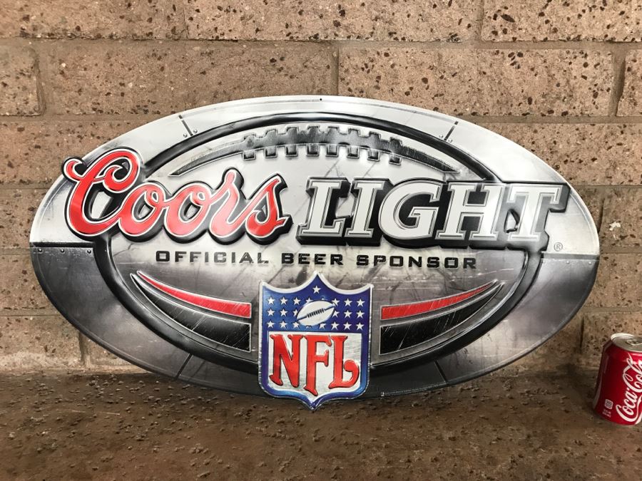 Vintage 2003 Coors Light Official Beer Sponsor NFL Football Official Bar Metal Litho Advertising Sign 2'10' X 1'7' [Photo 1]