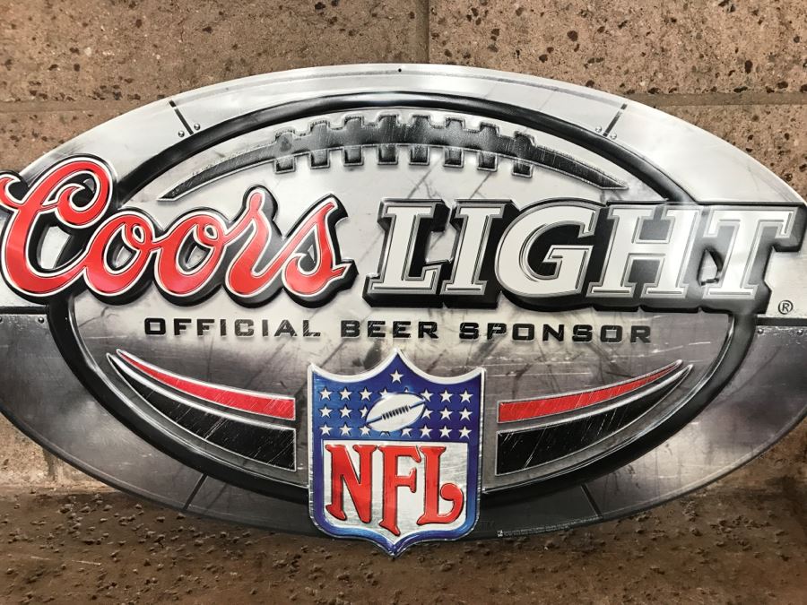 Vintage 2003 Coors Light Official Beer Sponsor NFL Football Official Bar Metal Litho Advertising Sign 2'10' X 1'7' [Photo 3]