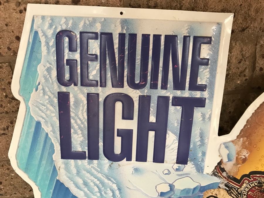 Vintage Miller Genuine Draft Light Big Draft Taste Official Bar Metal Litho Advertising Sign 3'6' X 3'6' [Photo 4]