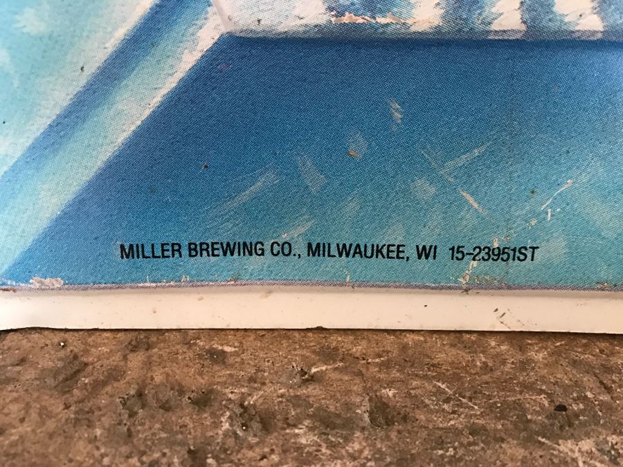 Vintage Miller Genuine Draft Light Big Draft Taste Official Bar Metal Litho Advertising Sign 3'6' X 3'6' [Photo 10]