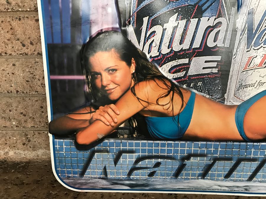 Vintage 1998 Natural Ice Beer Natural Light Beer Pin-Up Girl Official Bar Metal Litho Advertising Sign 2'8' X 2' [Photo 3]