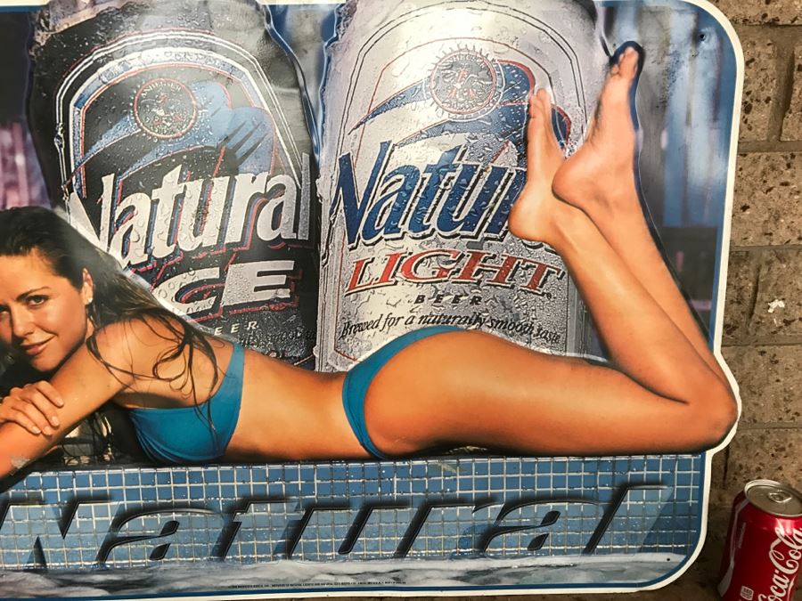 Vintage 1998 Natural Ice Beer Natural Light Beer Pin-Up Girl Official Bar Metal Litho Advertising Sign 2'8' X 2' [Photo 4]