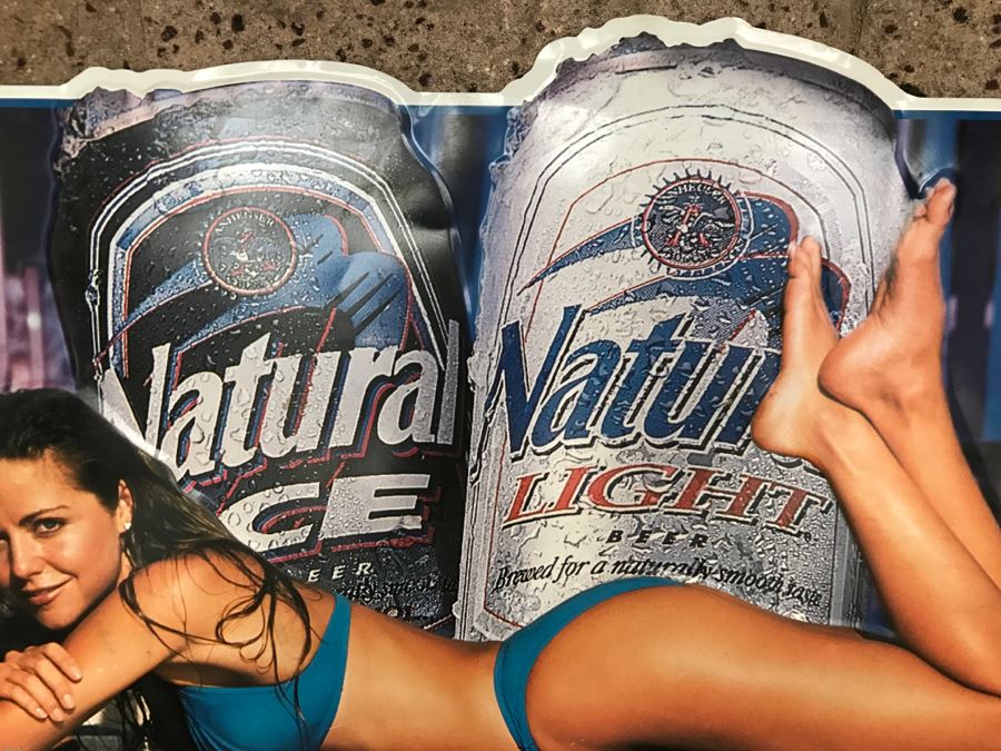 Vintage 1998 Natural Ice Beer Natural Light Beer Pin-Up Girl Official Bar Metal Litho Advertising Sign 2'8' X 2' [Photo 5]