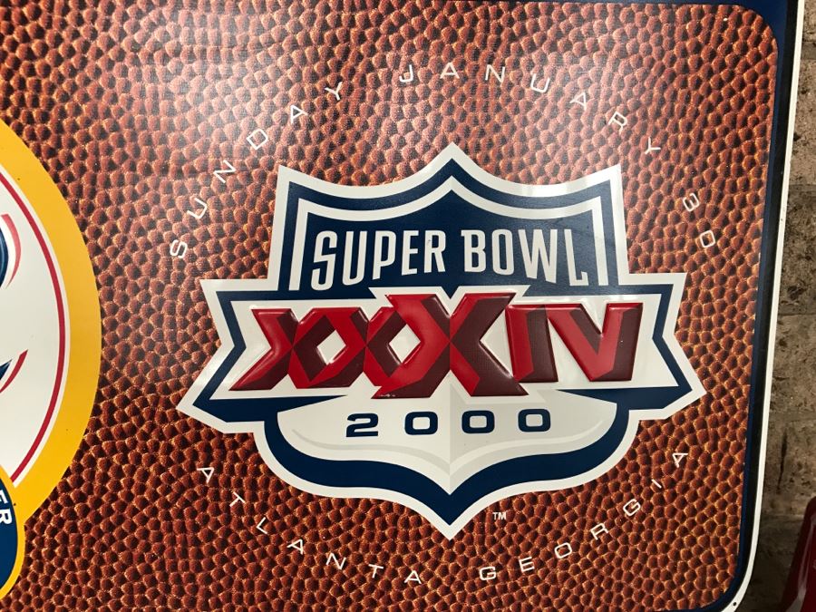 Vintage 2000 Miller Lite Super Bowl XXXIV Atlanta Georgia NFL Football Official Beer Sponsor Official Bar Metal Litho Advertising Sign 3'1' X 1'10' [Photo 5]