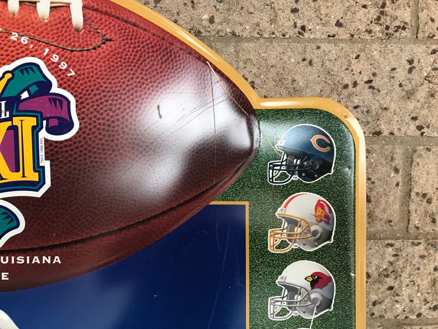 Vintage 1997 Miller Lite Super Bowl XXXI New Orleans, Louisiana Superdome Football Official Beer Sponsor NFL Football Official Bar Metal Litho Advertising Sign 2'6' X 3' [Photo 12]