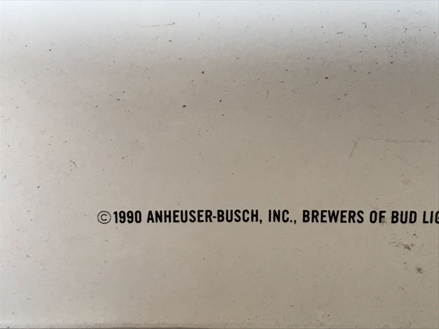 Vintage 1990 Bud Light Budweiser Pin-Up Girl Official Beer Sponsor NFL Football It's On Official Bar Metal Litho Advertising Sign 2'1' X 3' [Photo 9]