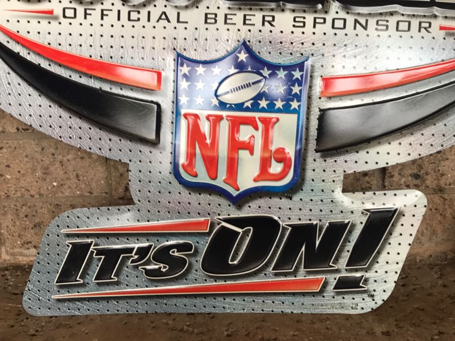 Vintage 2002 Coors Light Official Beer Sponsor NFL Football It's On Official Bar Metal Litho Advertising Sign 2'9' X 2'1' [Photo 4]
