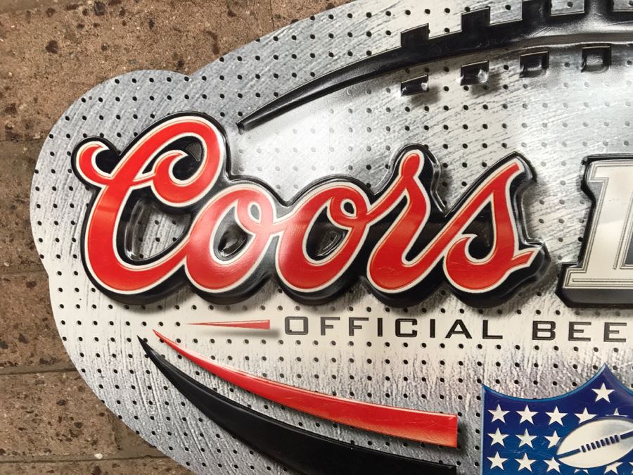 Vintage 2002 Coors Light Official Beer Sponsor NFL Football It's On Official Bar Metal Litho Advertising Sign 2'9' X 2'1' [Photo 5]