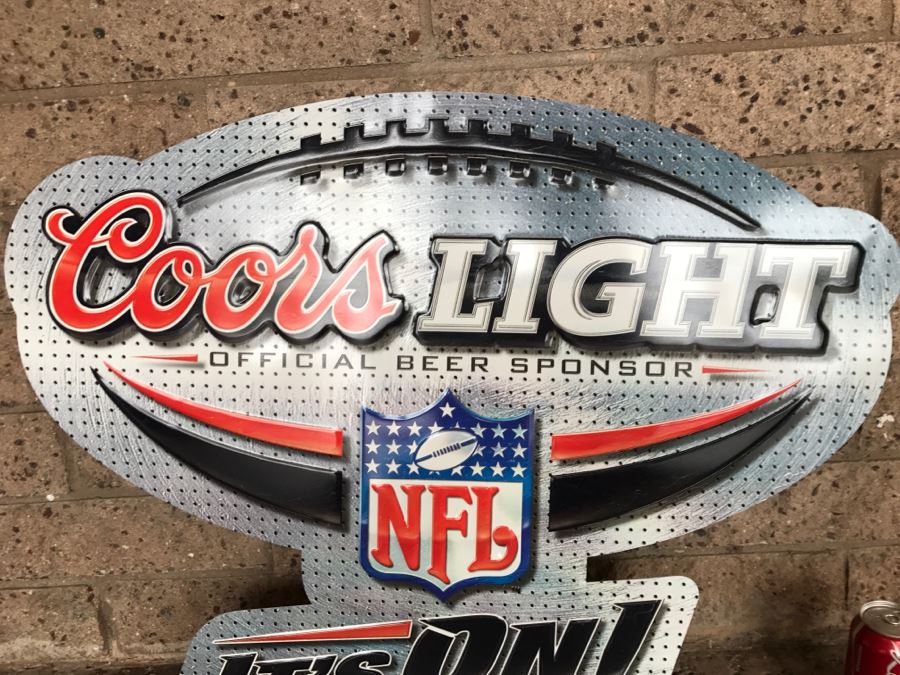 Vintage 2002 Coors Light Official Beer Sponsor NFL Football It's On Official Bar Metal Litho Advertising Sign 2'9' X 2'1' [Photo 3]