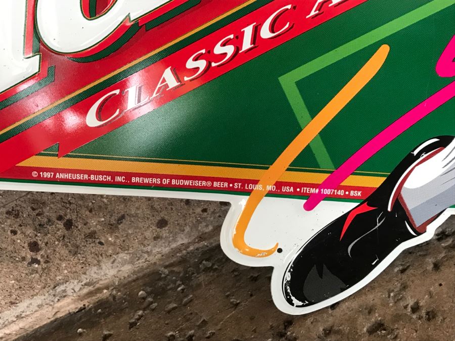 Vintage 1997 Budweiser Soccer Official Bar Metal Litho Advertising Sign 3' X 1'10' [Photo 8]