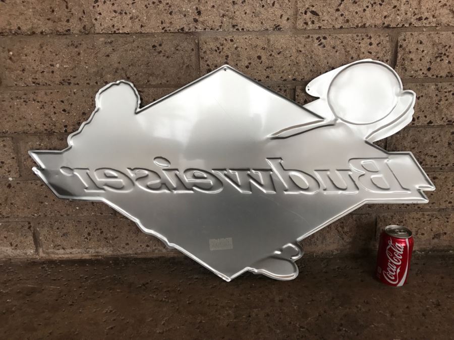 Vintage 1997 Budweiser Soccer Official Bar Metal Litho Advertising Sign 3' X 1'10' [Photo 10]
