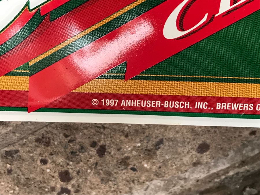 Vintage 1997 Budweiser Soccer Official Bar Metal Litho Advertising Sign 3' X 1'10' [Photo 9]