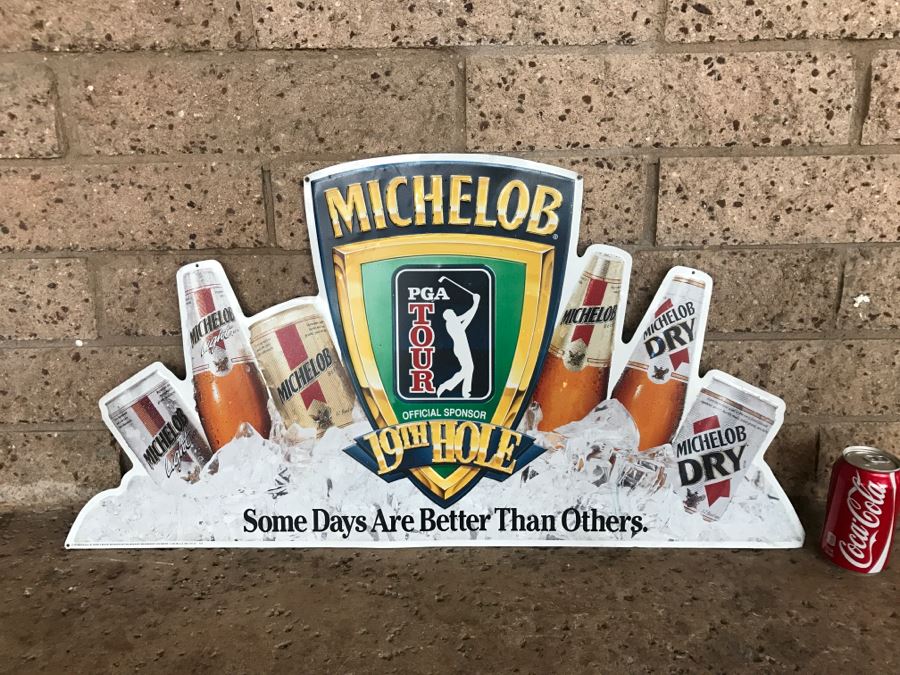 Vintage 1994 Michelob Beer PGA Tour Official Sponsor 19th Hole Some Days Are Better Than Others Official Bar Metal Litho Advertising Sign 2'9' X 1'6' [Photo 1]