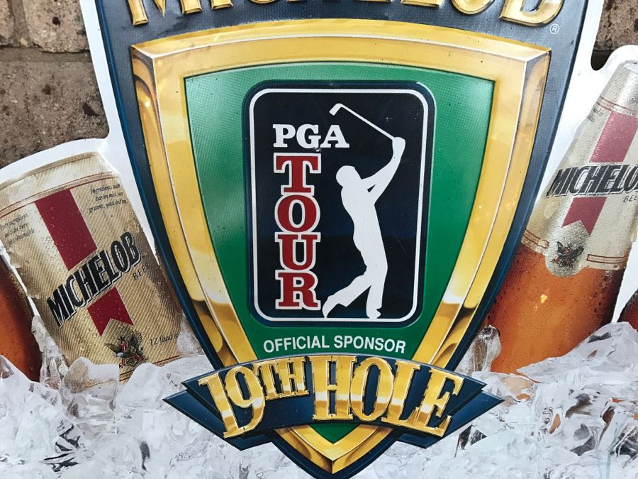 Vintage 1994 Michelob Beer PGA Tour Official Sponsor 19th Hole Some Days Are Better Than Others Official Bar Metal Litho Advertising Sign 2'9' X 1'6' [Photo 9]