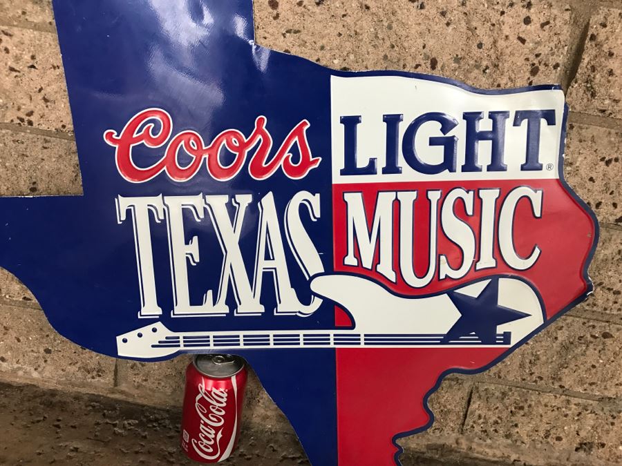 Vintage 1992 Coors Light Texas Music Beer Official Bar Metal Litho Advertising Sign 2'3' X 2' [Photo 5]