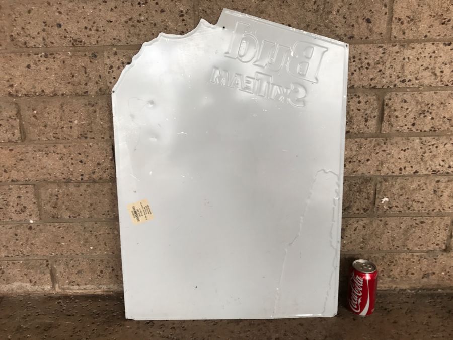 Vintage 1991 Bud Ski Team Budweiser Nothing Beats Skiing... Nothing Beats A Bud Beer Official Bar Metal Litho Advertising Sign 1'9' X 2'5' [Photo 12]