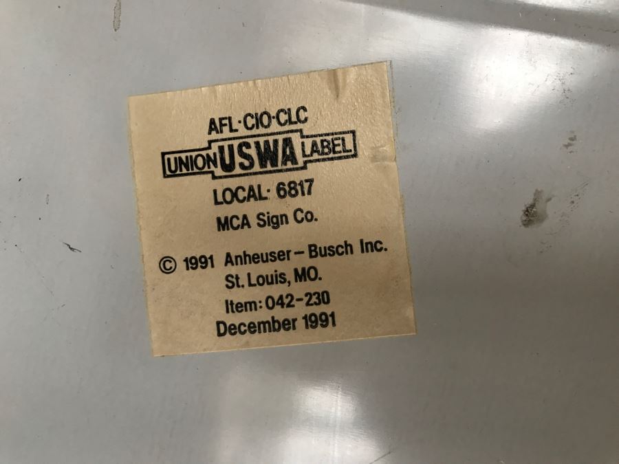 Vintage 1991 Bud Ski Team Budweiser Nothing Beats Skiing... Nothing Beats A Bud Beer Official Bar Metal Litho Advertising Sign 1'9' X 2'5' [Photo 13]