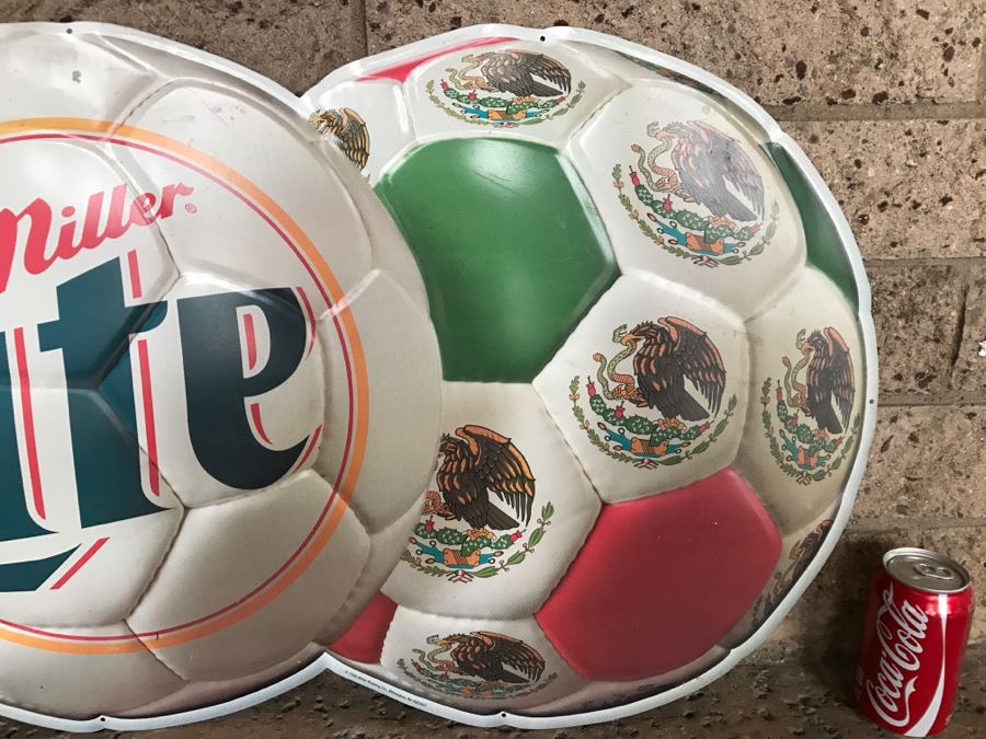 Vintage 1999 Miller Lite Mexico Soccer Bar Beer Official Bar Metal Litho Advertising Sign 2'7' X 1'8' [Photo 3]