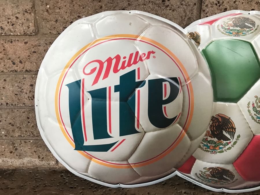 Vintage 1999 Miller Lite Mexico Soccer Bar Beer Official Bar Metal Litho Advertising Sign 2'7' X 1'8' [Photo 2]