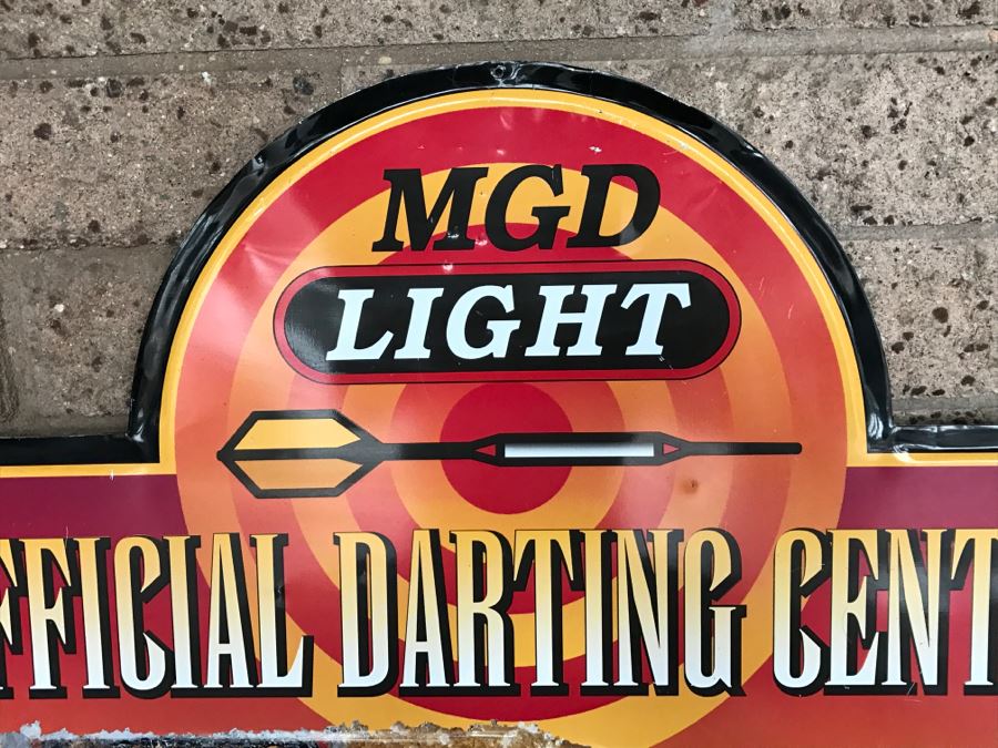 Vintage MGD Light Miller Genuine Draft Light Official Darting Center Beer Official Bar Metal Litho Advertising Sign 3'1' X 2'2' [Photo 4]