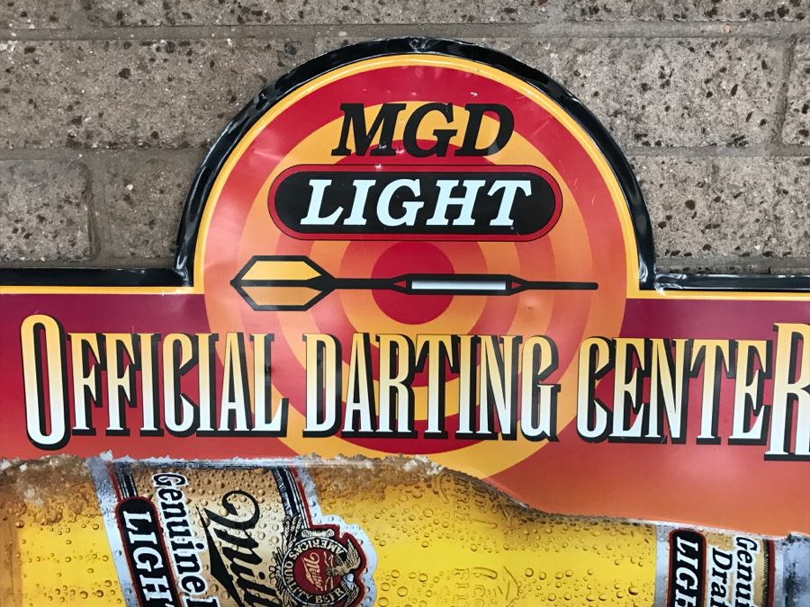 Vintage MGD Light Miller Genuine Draft Light Official Darting Center Beer Official Bar Metal Litho Advertising Sign 3'1' X 2'2' [Photo 3]