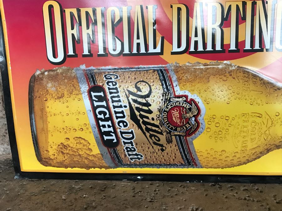Vintage MGD Light Miller Genuine Draft Light Official Darting Center Beer Official Bar Metal Litho Advertising Sign 3'1' X 2'2' [Photo 5]