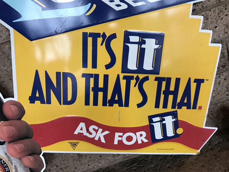Vintage Miller Lite It's It And That's That Ask For It Beer Official Bar Metal Litho Advertising Sign 3'2' X 3' [Photo 5]