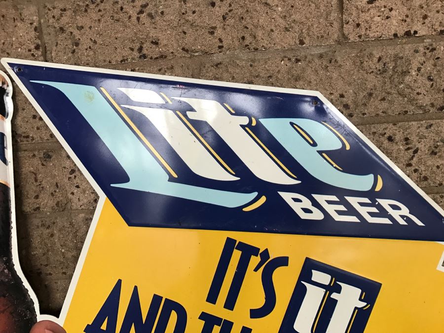 Vintage Miller Lite It's It And That's That Ask For It Beer Official Bar Metal Litho Advertising Sign 3'2' X 3' [Photo 6]