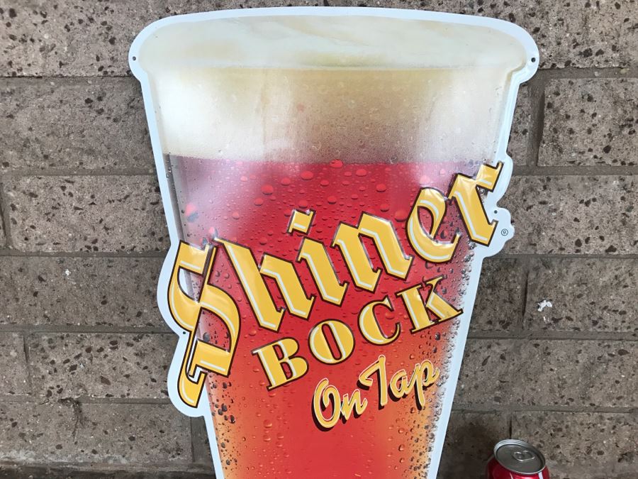 Vintage Shiner Bock On Tap Beer Official Bar Metal Litho Advertising Sign 1'6' X 2' [Photo 2]