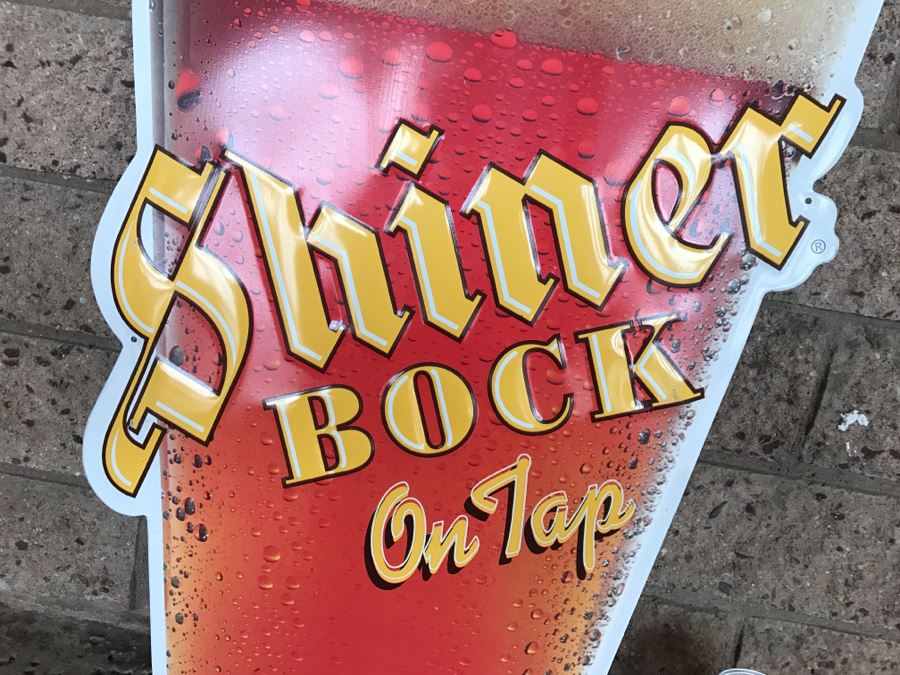 Vintage Shiner Bock On Tap Beer Official Bar Metal Litho Advertising Sign 1'6' X 2' [Photo 3]