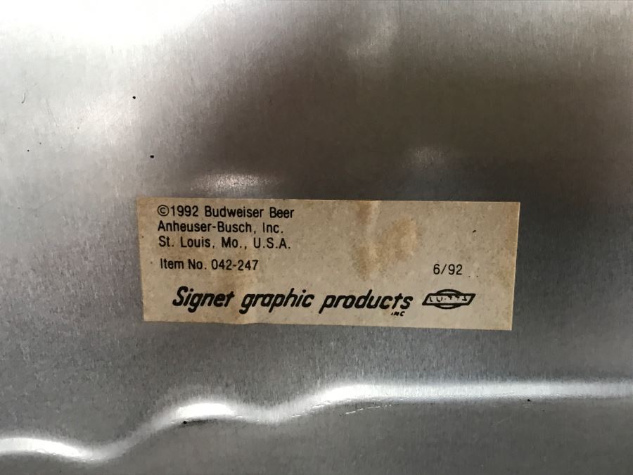 Vintage 1992 Bud Budweiser Beer Jet Ski Official Bar Metal Litho Advertising Sign 3' X 1'2' [Photo 7]