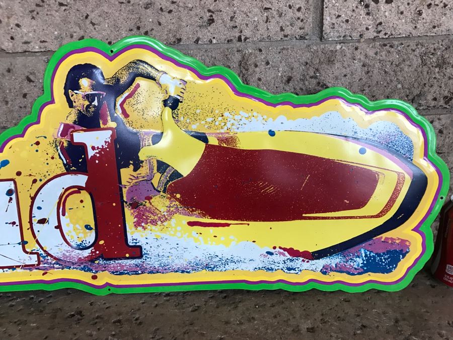 Vintage 1992 Bud Budweiser Beer Jet Ski Official Bar Metal Litho Advertising Sign 3' X 1'2' [Photo 3]