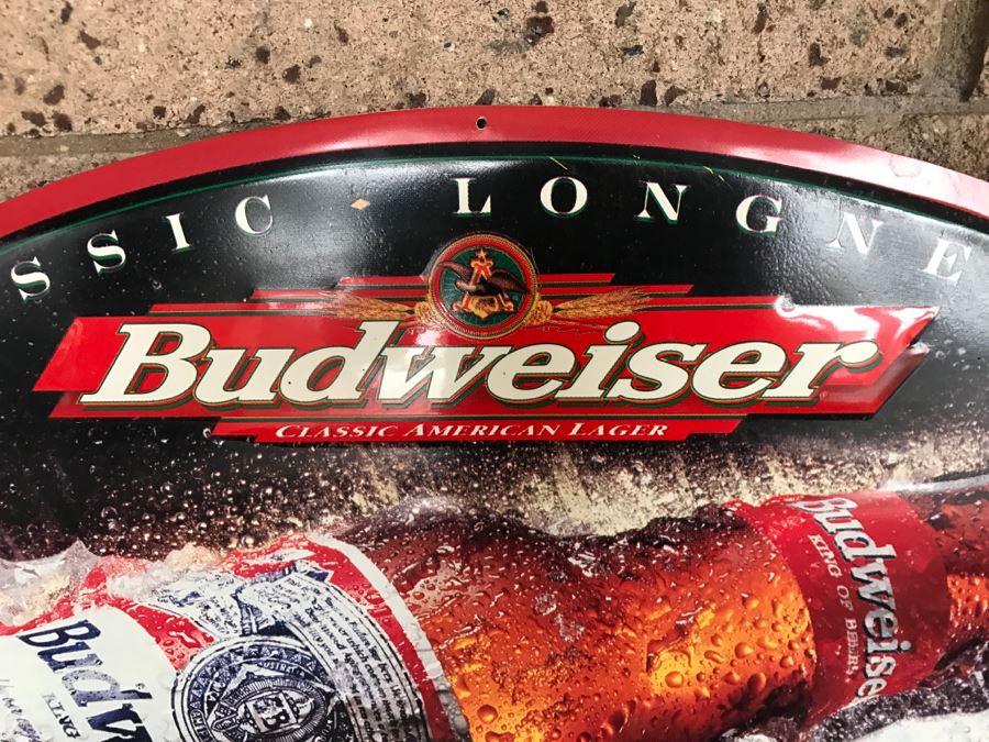 Vintage 1997 Budweiser King Of Beers Classic Longnecks Official Bar Metal Litho Advertising Sign 1'2.5' X 2'1' [Photo 2]
