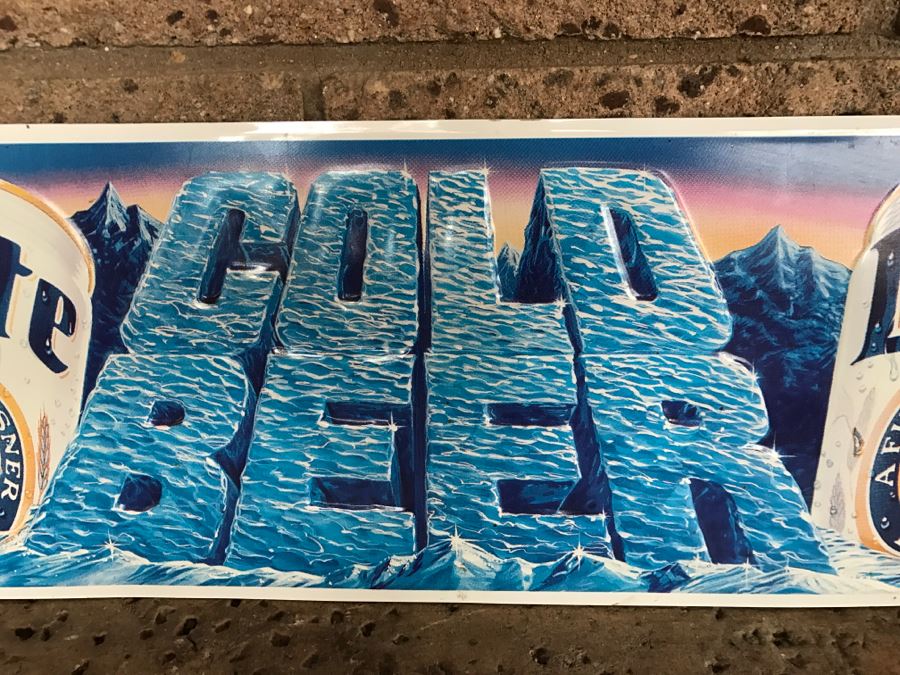 Vintage Miller Lite Cold Beer Official Bar Metal Litho Advertising Sign 3'4.5' X 9' [Photo 3]