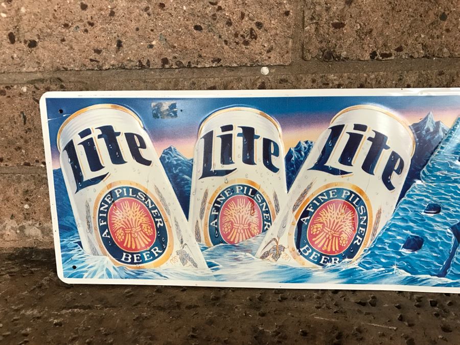 Vintage Miller Lite Cold Beer Official Bar Metal Litho Advertising Sign 3'4.5' X 9' [Photo 5]