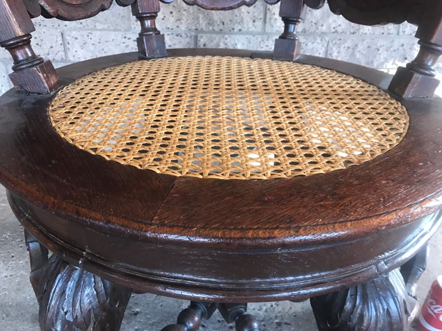 Dutch Colonial Burgermeister Chair Cane Seat - Seat Rotates 360Deg - Estimate $800-$1,200 [Photo 11]