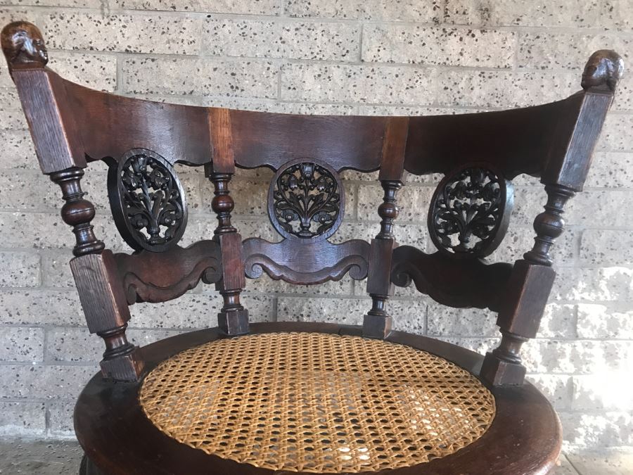 Dutch Colonial Burgermeister Chair Cane Seat - Seat Rotates 360Deg - Estimate $800-$1,200 [Photo 12]