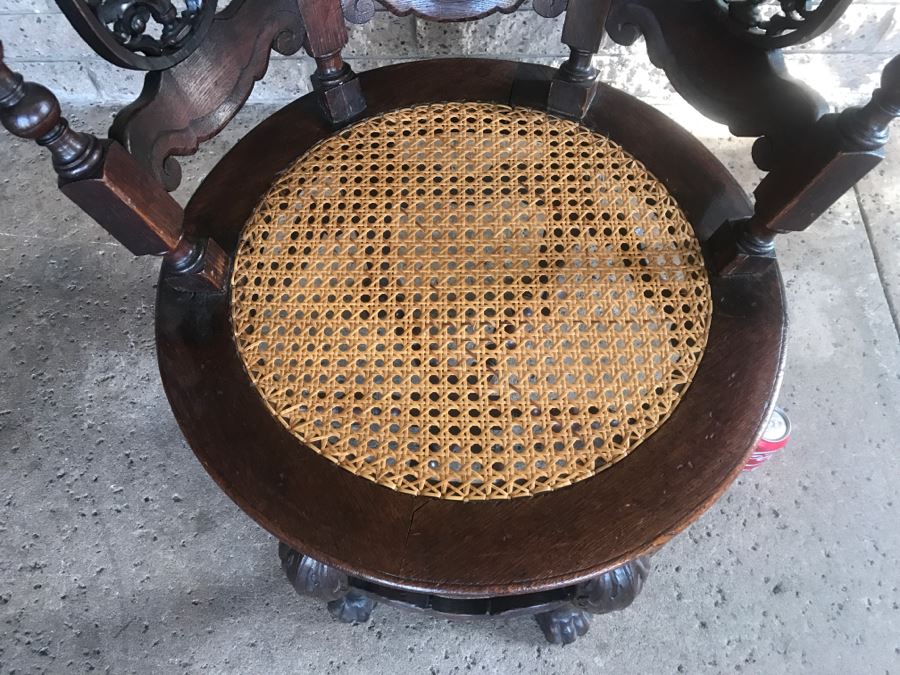 Dutch Colonial Burgermeister Chair Cane Seat - Seat Rotates 360Deg - Estimate $800-$1,200 [Photo 5]