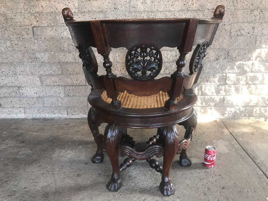 Dutch Colonial Burgermeister Chair Cane Seat - Seat Rotates 360Deg - Estimate $800-$1,200 [Photo 17]