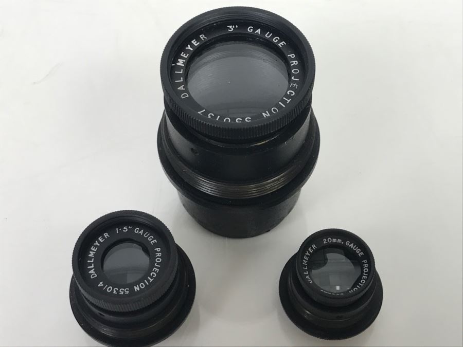 Set Of (3) Dallmeyer 20mm 1.5' 3' Gauge Projection Lenses [Photo 2]