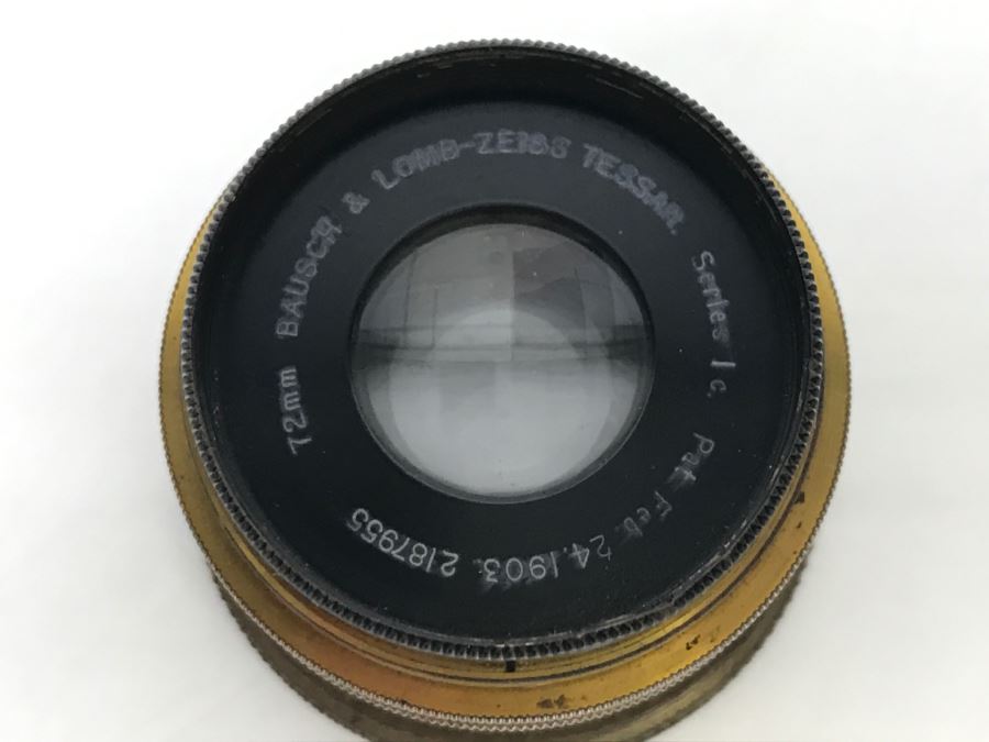 Antique Bausch & Lomb Optical Co Brass Lens Zeiss Tessar Series 1c 72mm Patented 1903 [Photo 8]
