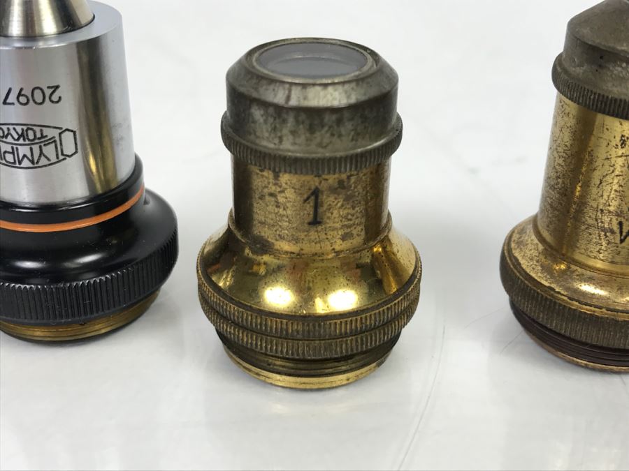 (7) Vintage Microscope Objective Lenses Including Brass Antique Ernst Leitz Wetzlar Lenses, Baush & Lomb, Seibert And Olympus Tokyo [Photo 11]