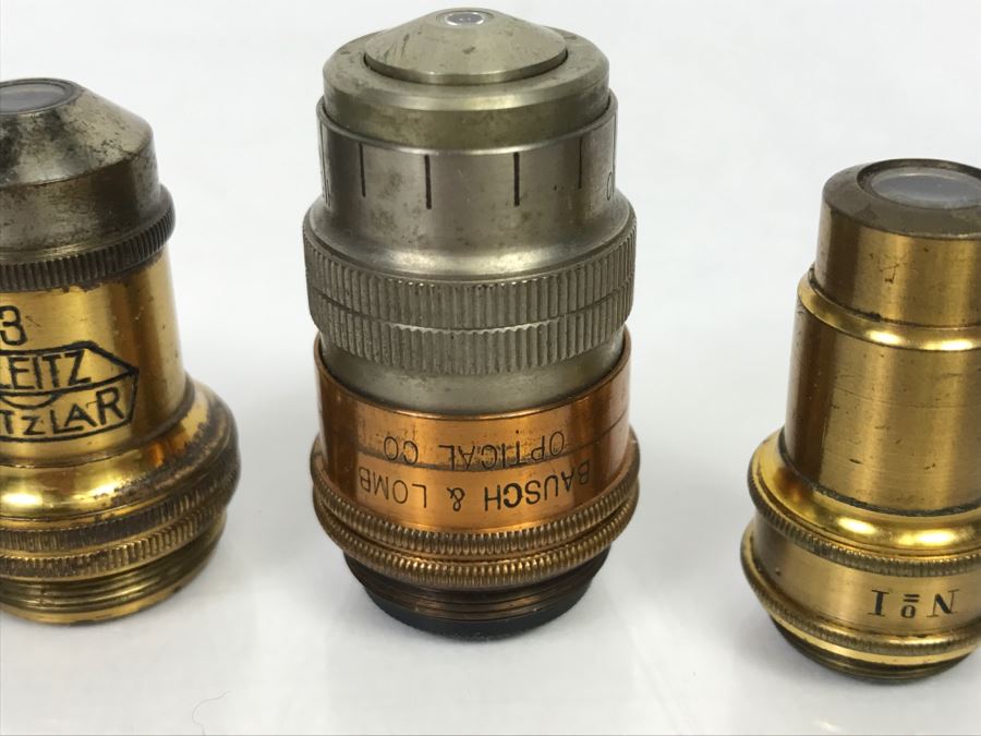 (7) Vintage Microscope Objective Lenses Including Brass Antique Ernst Leitz Wetzlar Lenses, Baush & Lomb, Seibert And Olympus Tokyo [Photo 5]