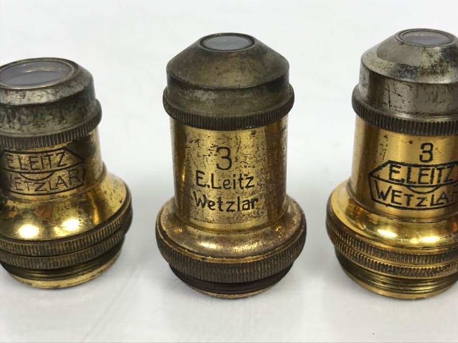 (7) Vintage Microscope Objective Lenses Including Brass Antique Ernst Leitz Wetzlar Lenses, Baush & Lomb, Seibert And Olympus Tokyo [Photo 9]