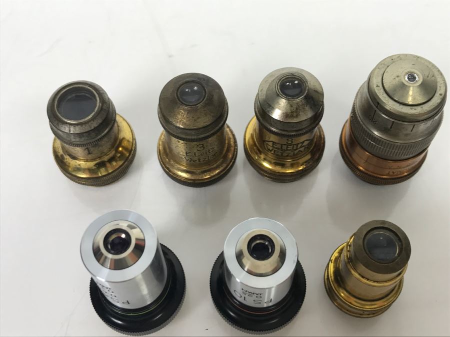 (7) Vintage Microscope Objective Lenses Including Brass Antique Ernst Leitz Wetzlar Lenses, Baush & Lomb, Seibert And Olympus Tokyo [Photo 16]