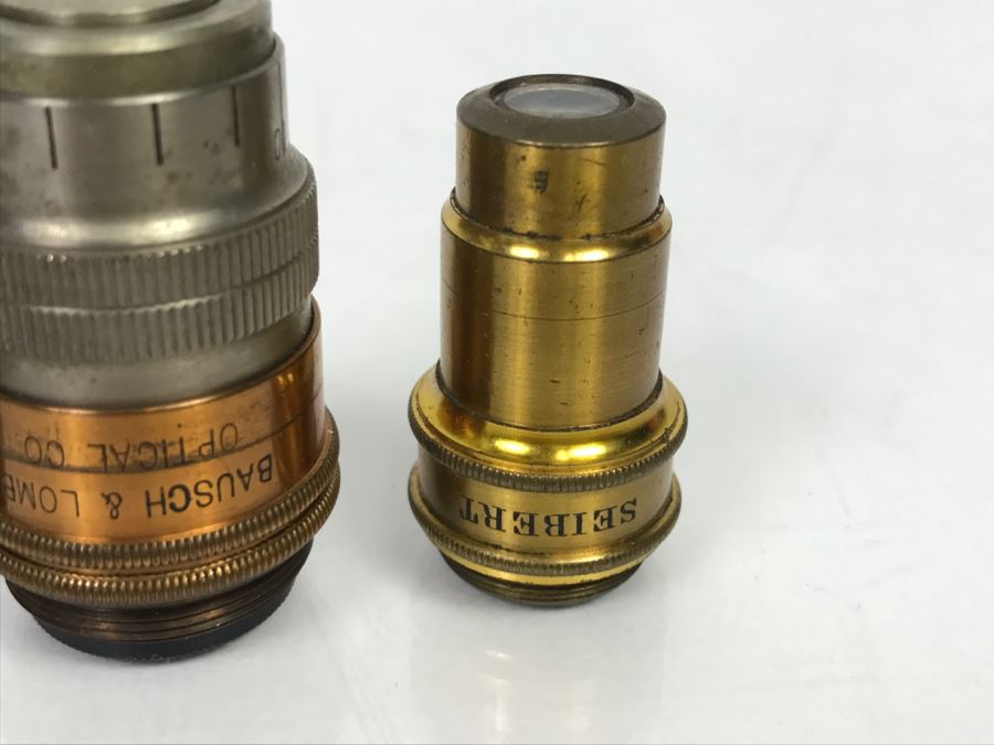 (7) Vintage Microscope Objective Lenses Including Brass Antique Ernst Leitz Wetzlar Lenses, Baush & Lomb, Seibert And Olympus Tokyo [Photo 3]
