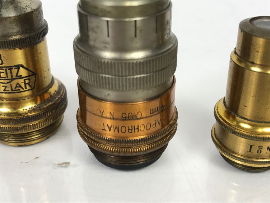 (7) Vintage Microscope Objective Lenses Including Brass Antique Ernst Leitz Wetzlar Lenses, Baush & Lomb, Seibert And Olympus Tokyo [Photo 6]